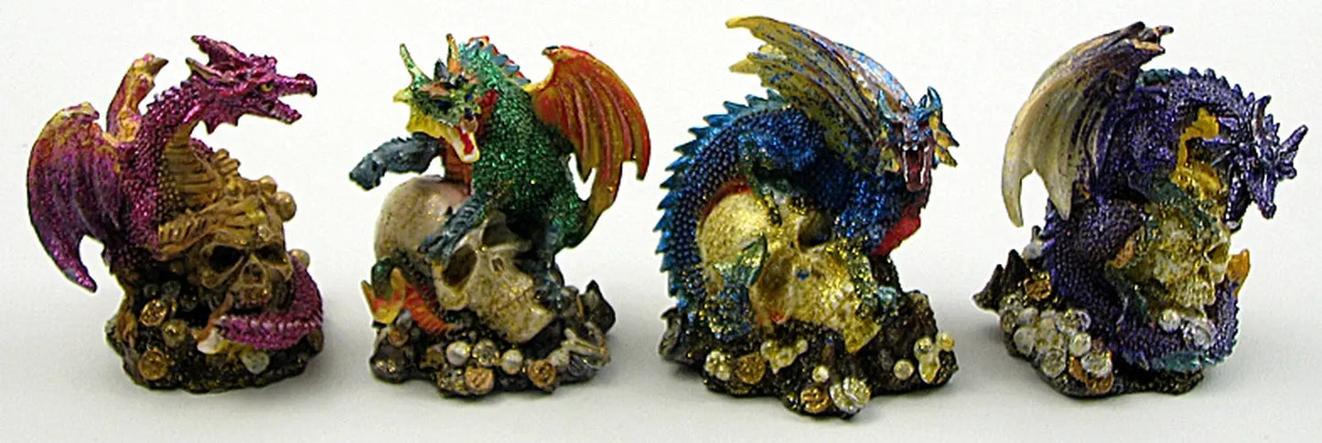 Miniature Dragon Figurines Set – Set of 4 Resin Fantasy Dragons | Collectible Shelf & Desk Decor