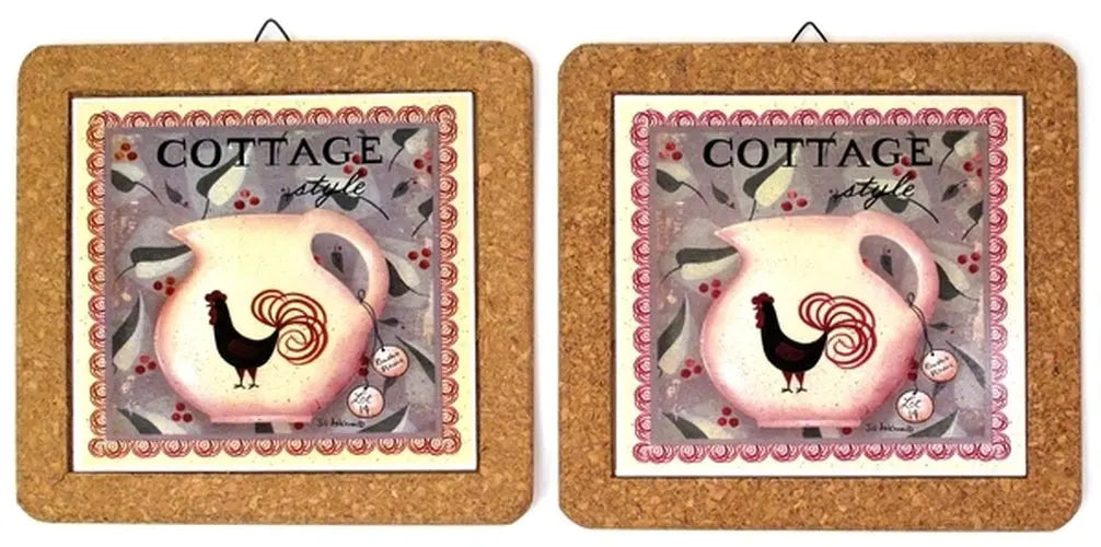 Vintage Rooster Trivet Wall Plaque – Heat-Resistant Cork Kitchen Décor | Farmhouse Hanging Trivet (7.5") IWGAC