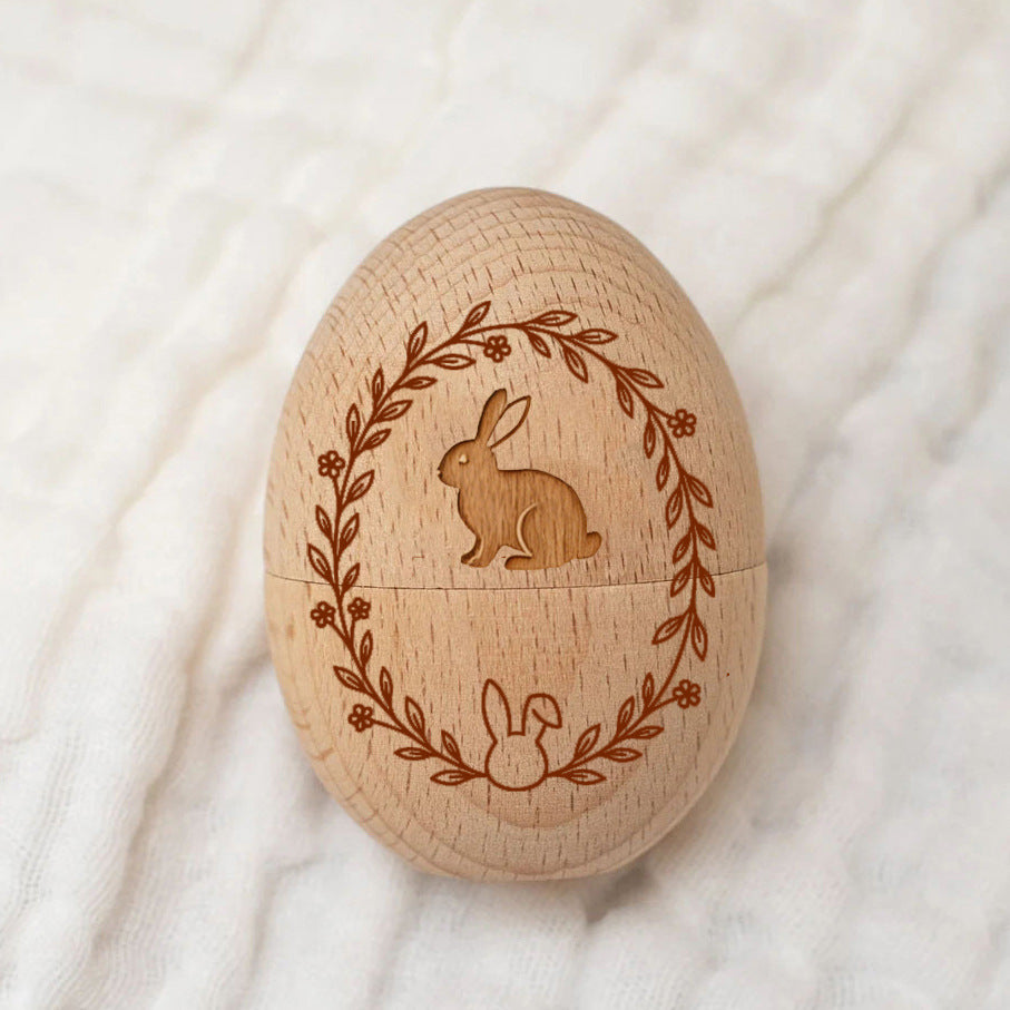 Laser Engraved Wooden Easter Eggs - Rustic Hollow Easter Ornament Decorations