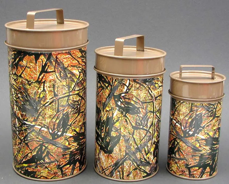 Camouflage Metal Canister Set – Rustic 3-Piece Tin Storage Containers | Cabin & Farmhouse Kitchen Decor