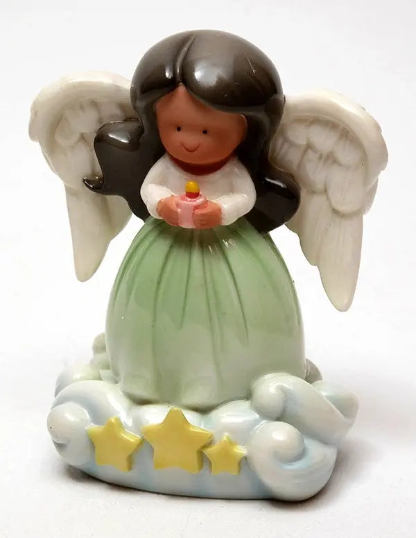 CloudWorks Little Angels “Little Peace” Figurine – Hispanic Angel Statue | Polished Stone Resin Gift (3.5") IWGAC