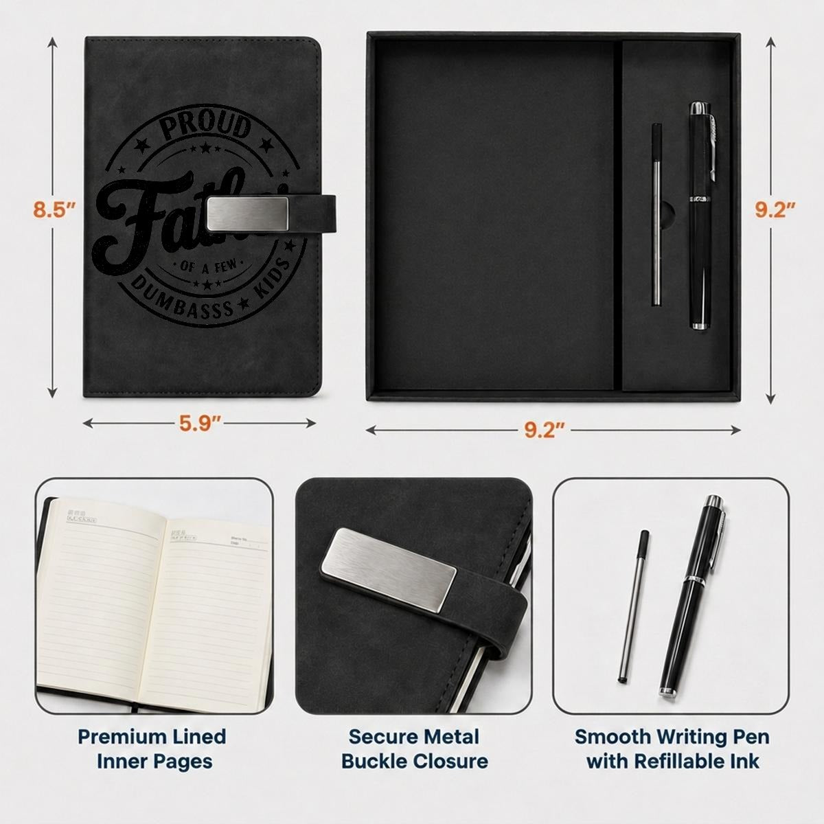 Father's Day Notebook Gift Set with Metal Pen | Personalized Father's Day Gifts - EverCharm Gifts