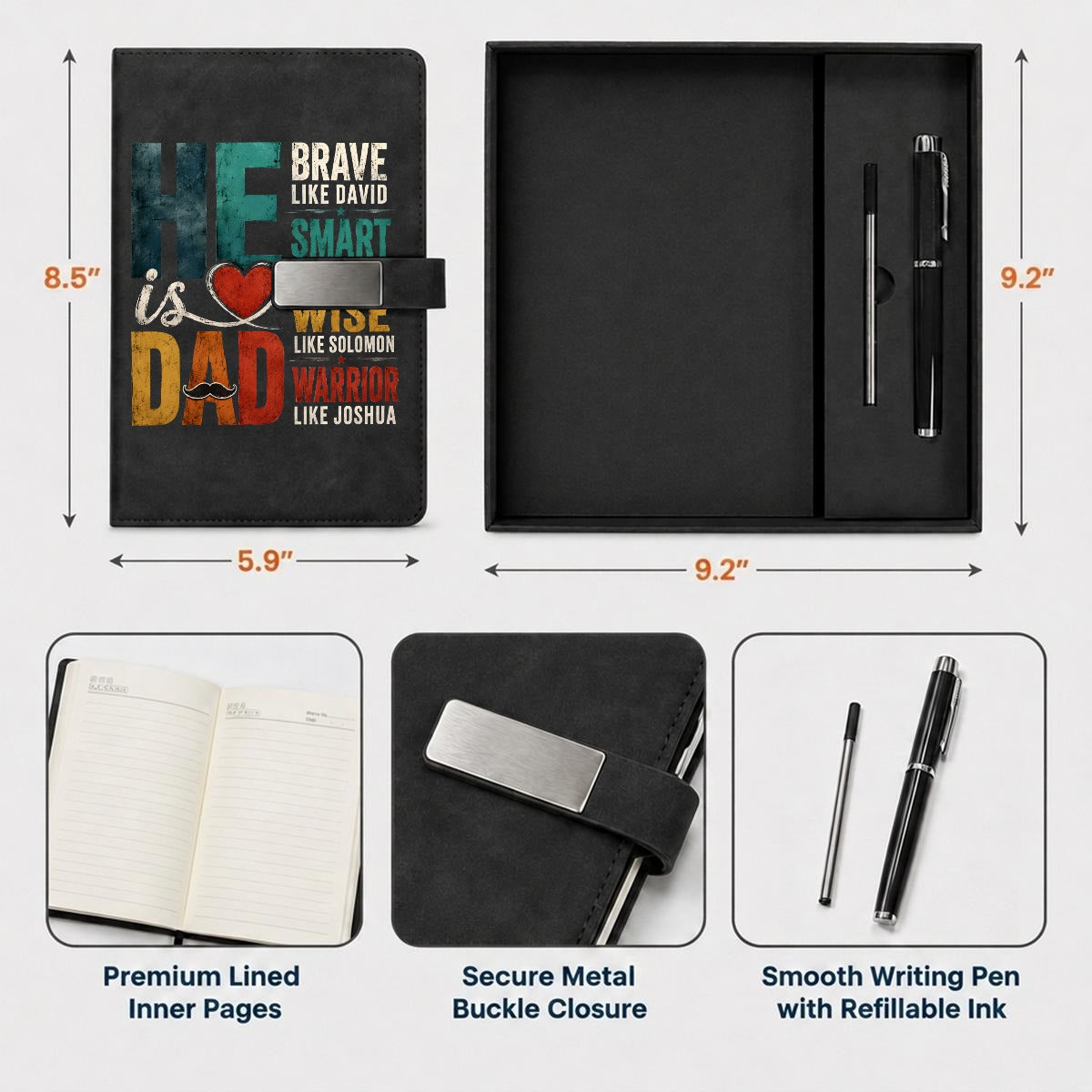 Father's Day Notebook Gift Set with Metal Pen | Custom Notebook And Pen - EverCharm Gifts