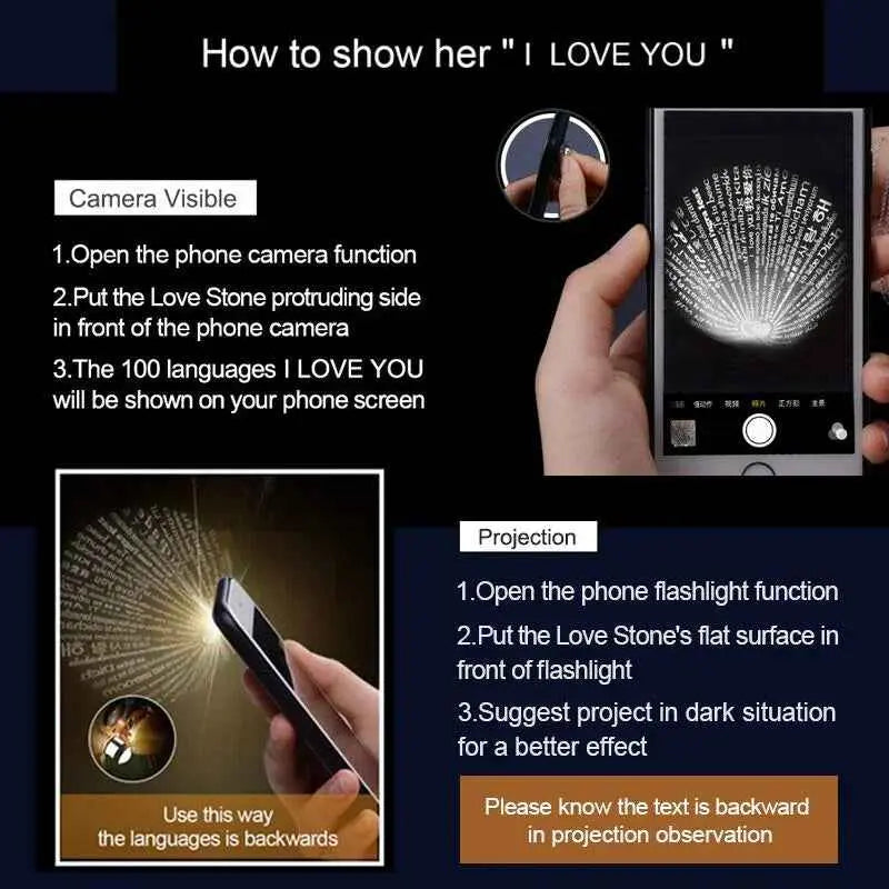 “I Love You” in 100 Languages Projection Necklace – Romantic Memory Pendant for Her