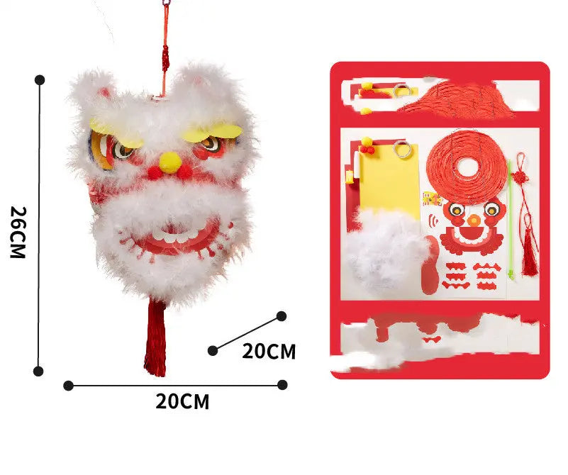 DIY Lion Lantern Kit – Mid-Autumn Festival Plush Craft Toy for Kids CJ