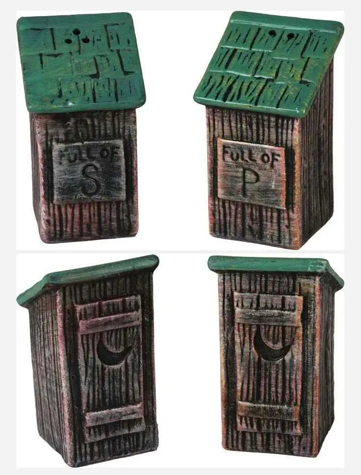 Funny Outhouse Salt & Pepper Shaker Set – Rustic Ceramic Kitchen Table Décor