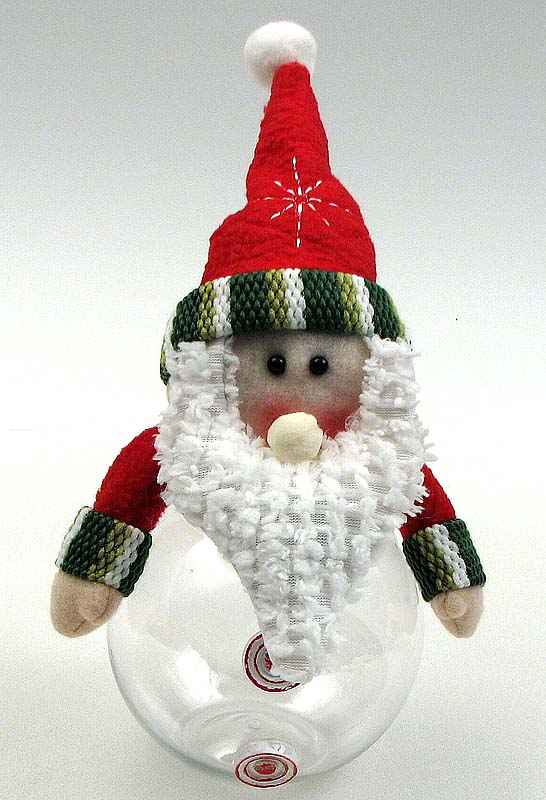 Santa Treat Jar – Christmas Candy Storage Jar with Fabric Santa Décor