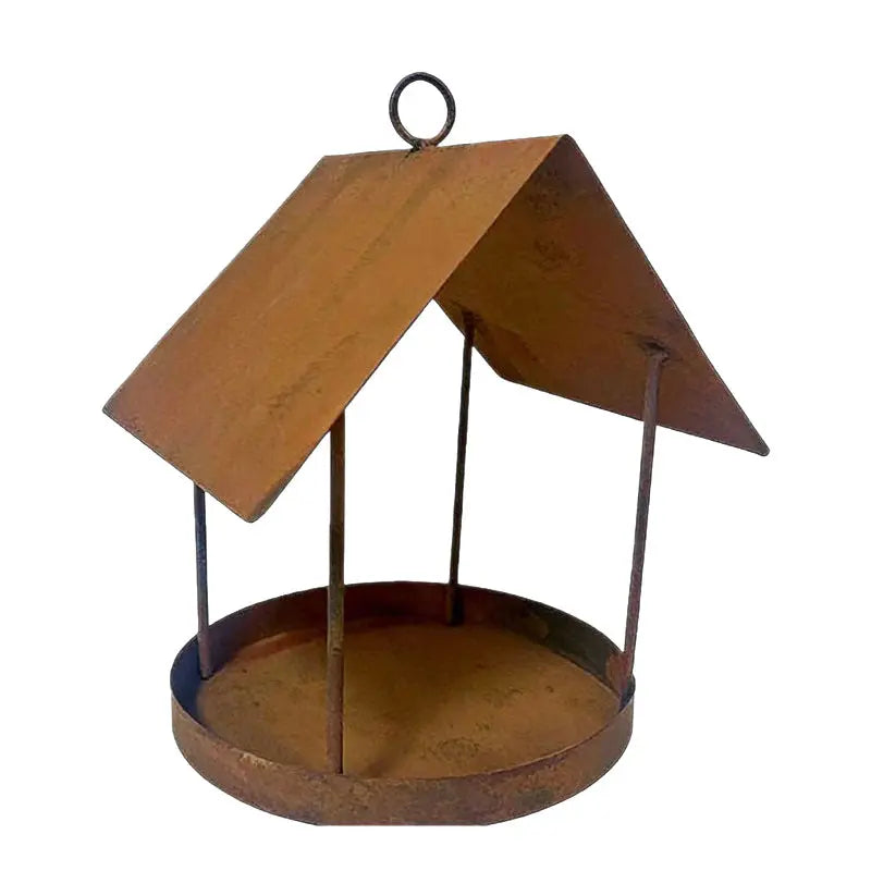 Vintage Iron Bird Feeder - Decorative Outdoor Garden Birdhouse | Rustic Metal Hanging Yard Ornament