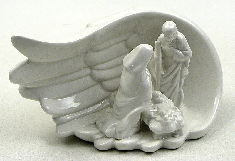 Ceramic Nativity Scene in Wing – Christmas Tabletop Religious Decor Figurine