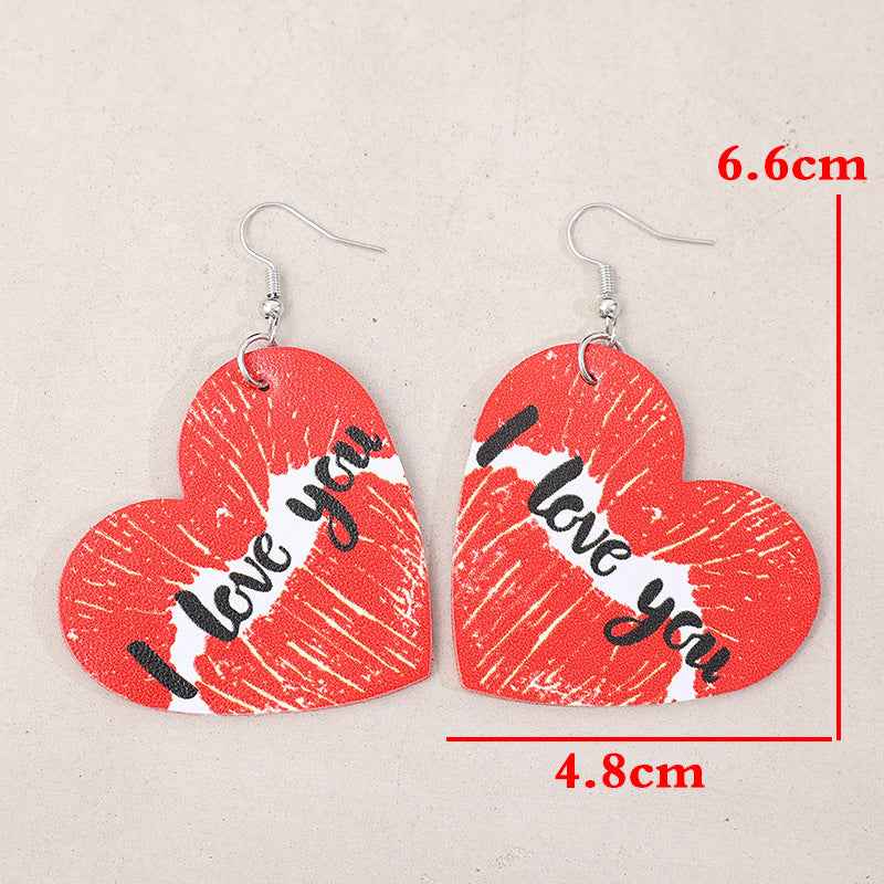“I Love You” Heart Leather Earrings – Lightweight Romantic Statement Jewelry