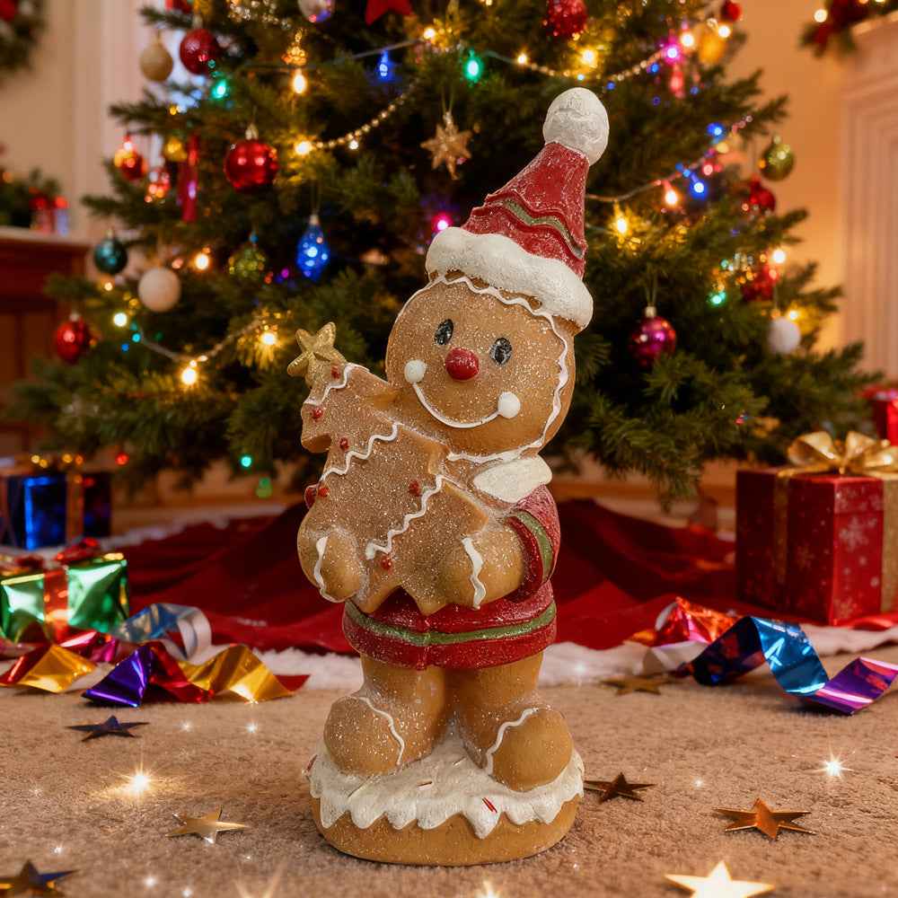 Gingerbread Man Christmas Ornament - Resin Cookie Character Holiday Decoration