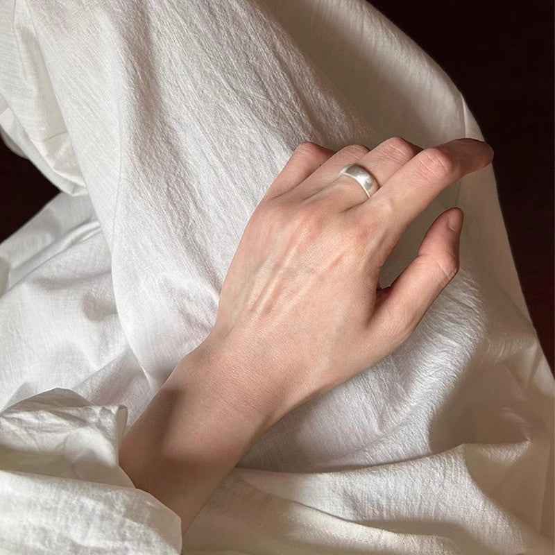 S925 Sterling Silver Open Ring ? Minimalist Geometric Adjustable Ring for Women