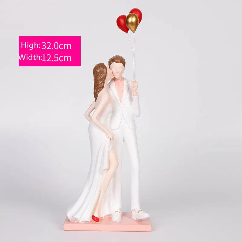 Romantic Couple Balloon Statue – Modern Resin Love Ornament Home Decor CJ