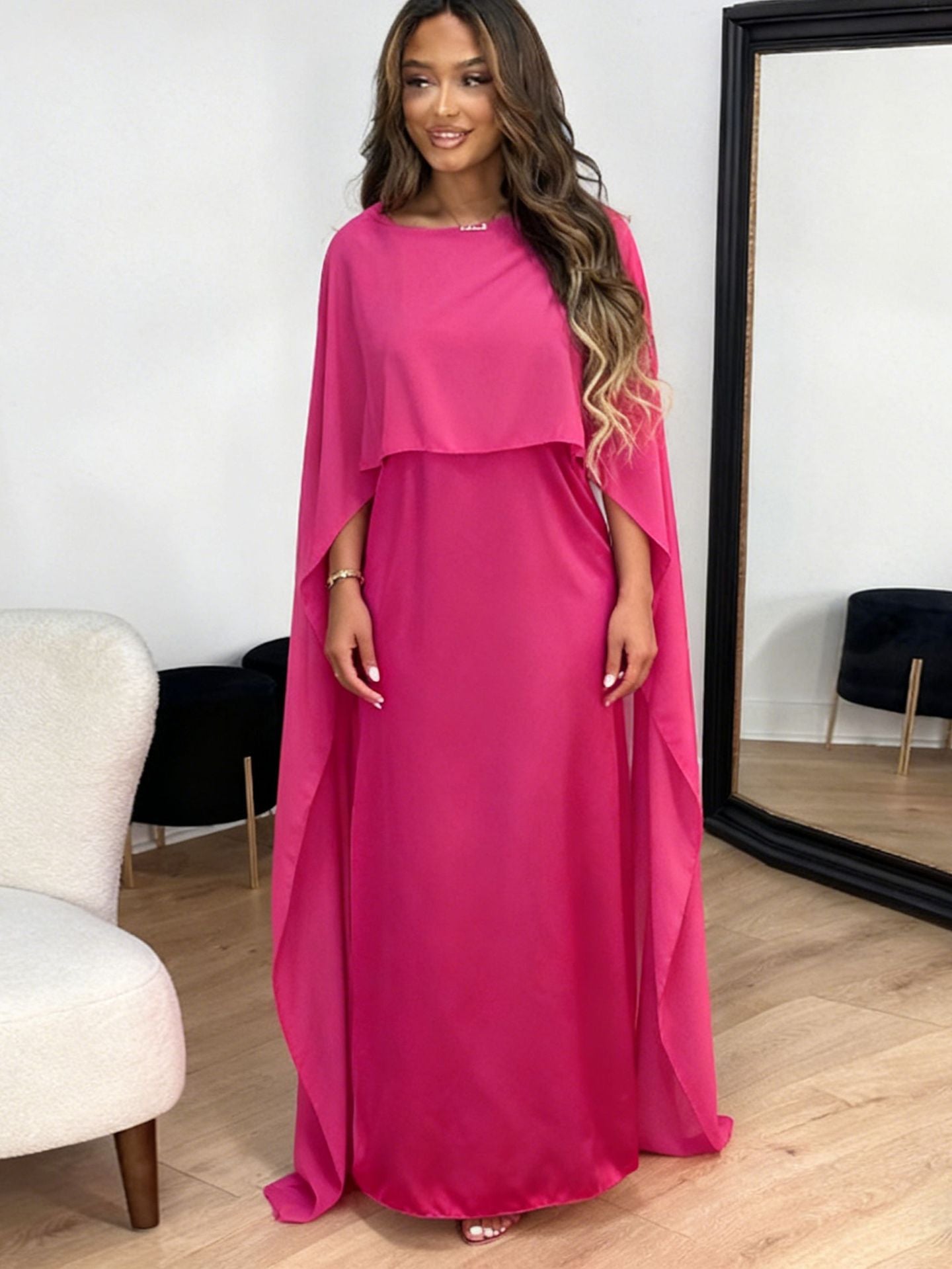 Elegant Midi Dress - Simulated Silk One Piece Midi Dress | Free Shipping