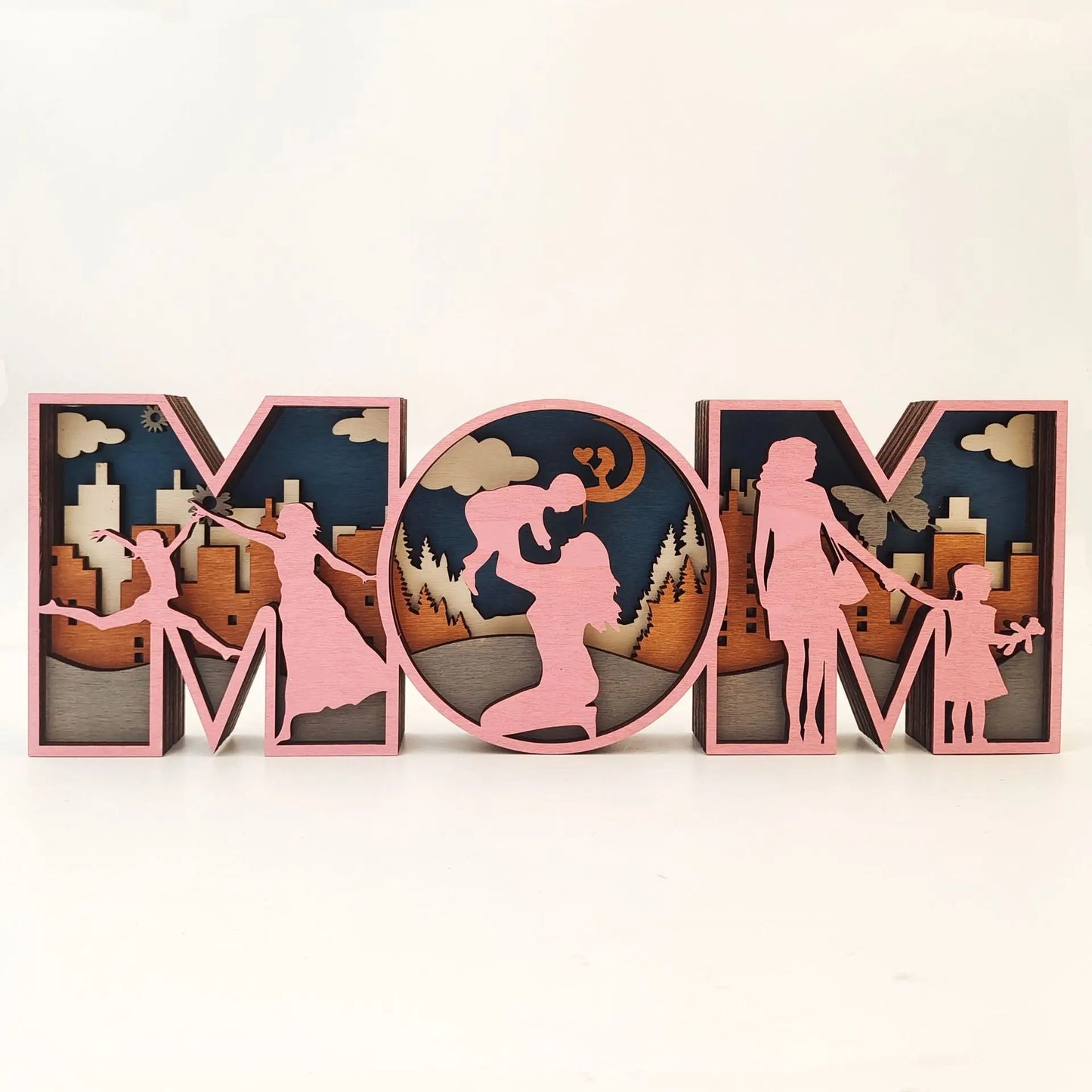 Father’s Day Wooden Craft Decor – Engraved Family Plaque | Handmade Boxwood Home Decoration Gift for Dad CJ