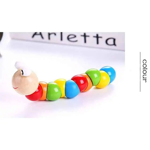 Colorful Wooden Worm Puzzle Toy – Montessori Educational Twisting Toy for Kids