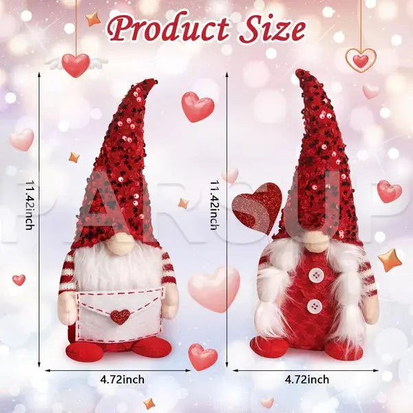 Valentine’s Day Gnome Gift Set – 2PCS Plush Swedish Elf with Heart Balloon Décor CJ