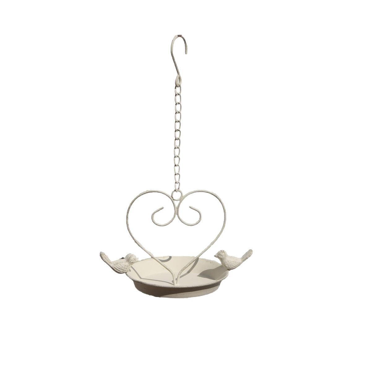 Vintage Iron Bird Feeder - Antique White Hanging Garden Bird Feeder | Rustic Outdoor Yard & Patio Decor TED