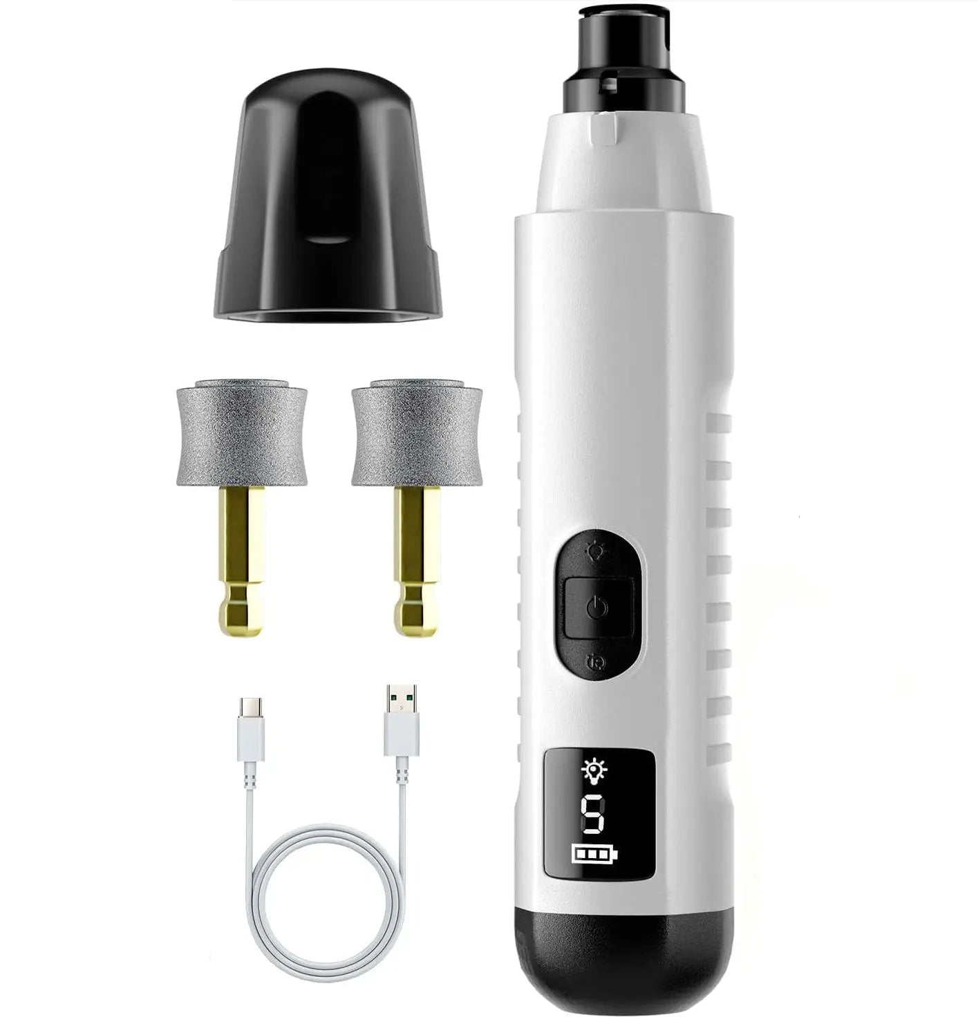 Silent Groom Pro Dog Nail Grinder – Rechargeable 5-Speed Pet Nail Trimmer with LED Light | Quiet Grooming Tool for Dogs & Cats CJ