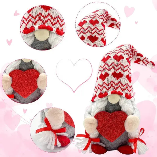 Valentine’s Day Lighted Gnome Set – 2PCS Plush Cupid Elf Decorations CJ