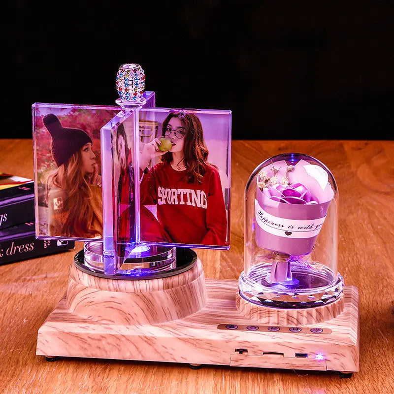 Rotating Crystal Music Lamp Gift Set – Romantic LED Photo Album & Rose Gift CJ