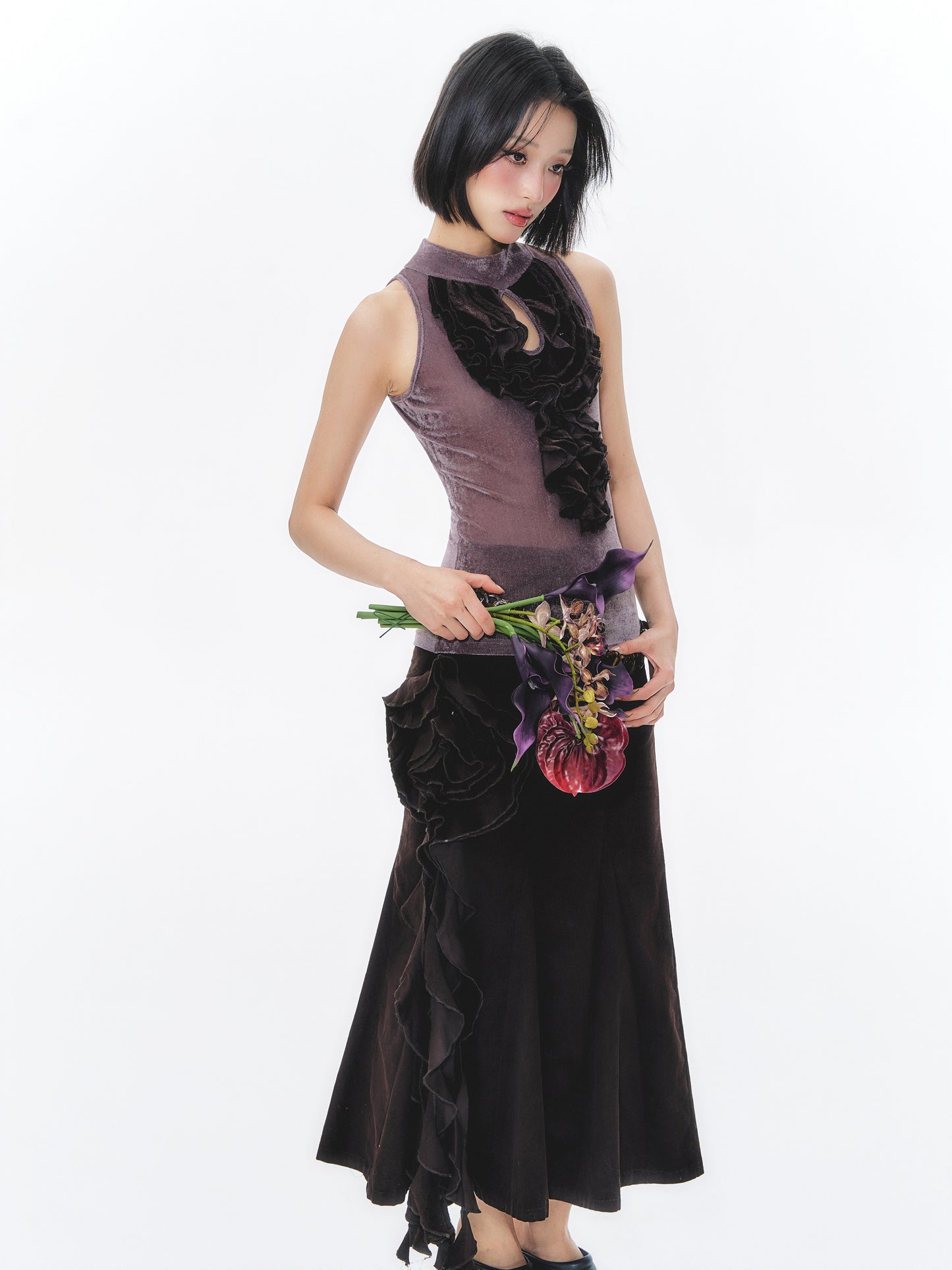 Women's Velvet Hollow-Out Sleeveless Top | Retro Sleeveless Halter Top - EverCharm Gifts