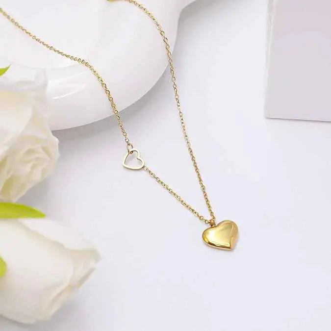Rose Gold Heart Necklace - Full Diamond Zircon Pendant (Elegant Gift for Her)