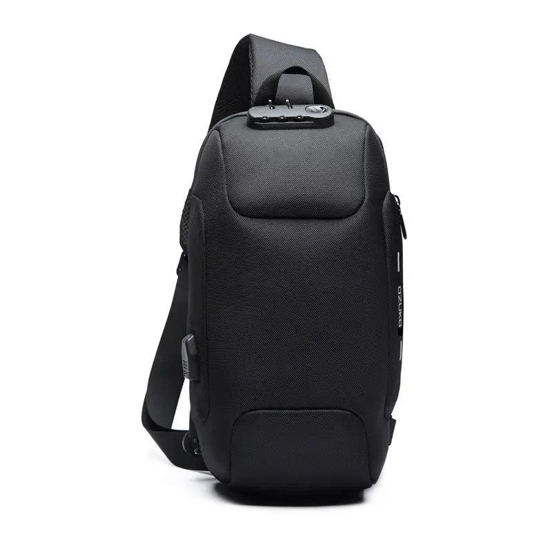 Mens Anti-Theft Chest Bag with USB Port Waterproof Tactical Sling Bag for Travel TED