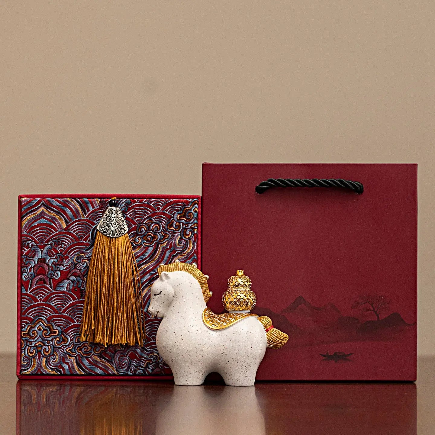 Custom Horse Figurine Gift Set Prosperity Feng Shui Horse Statue with Gift Box | Corporate & Business Gifts TED