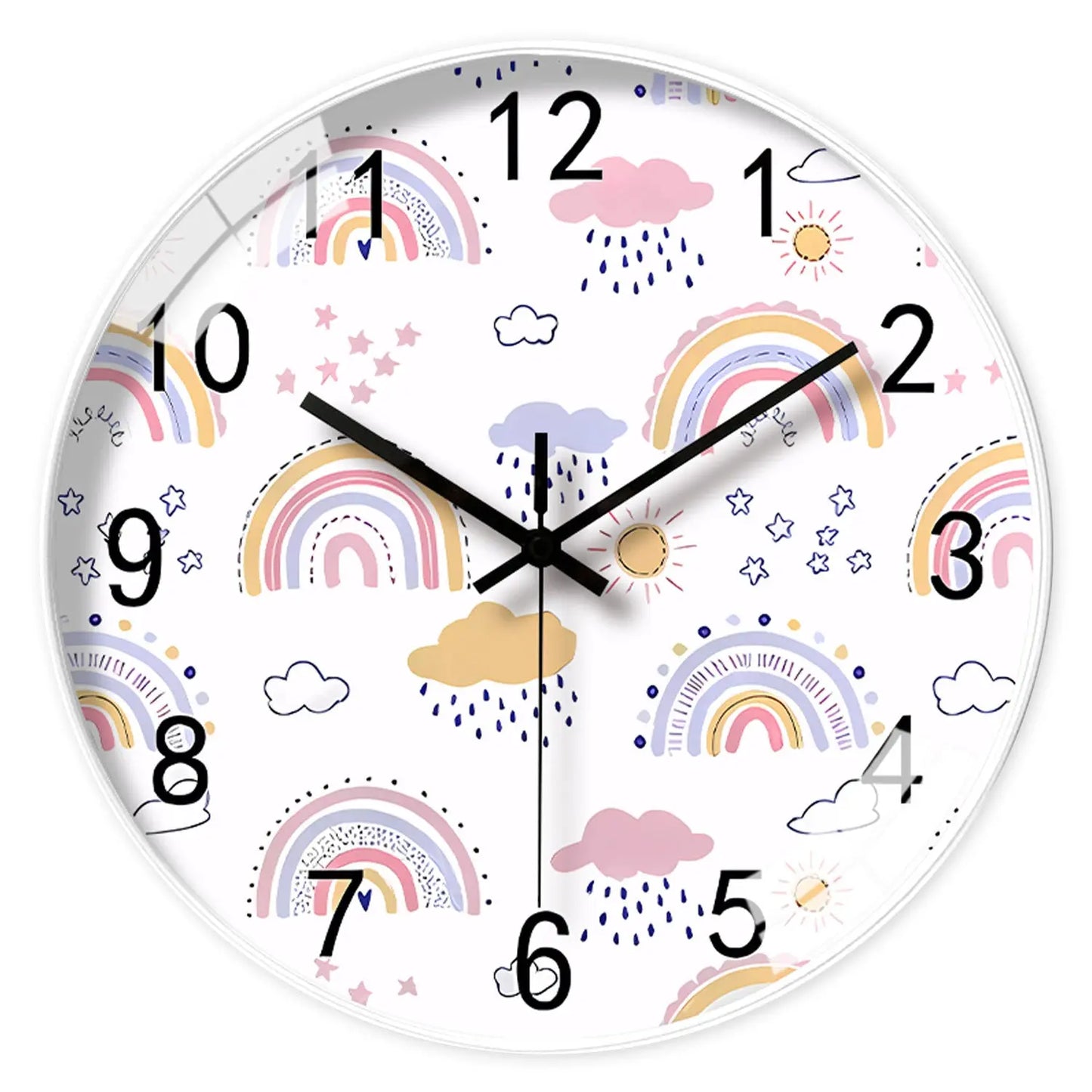 Rainbow Silent Wall Clock ? Modern Quartz Educational Clock for Kids & Home | Colorful No-Tick Decorative Clock TED