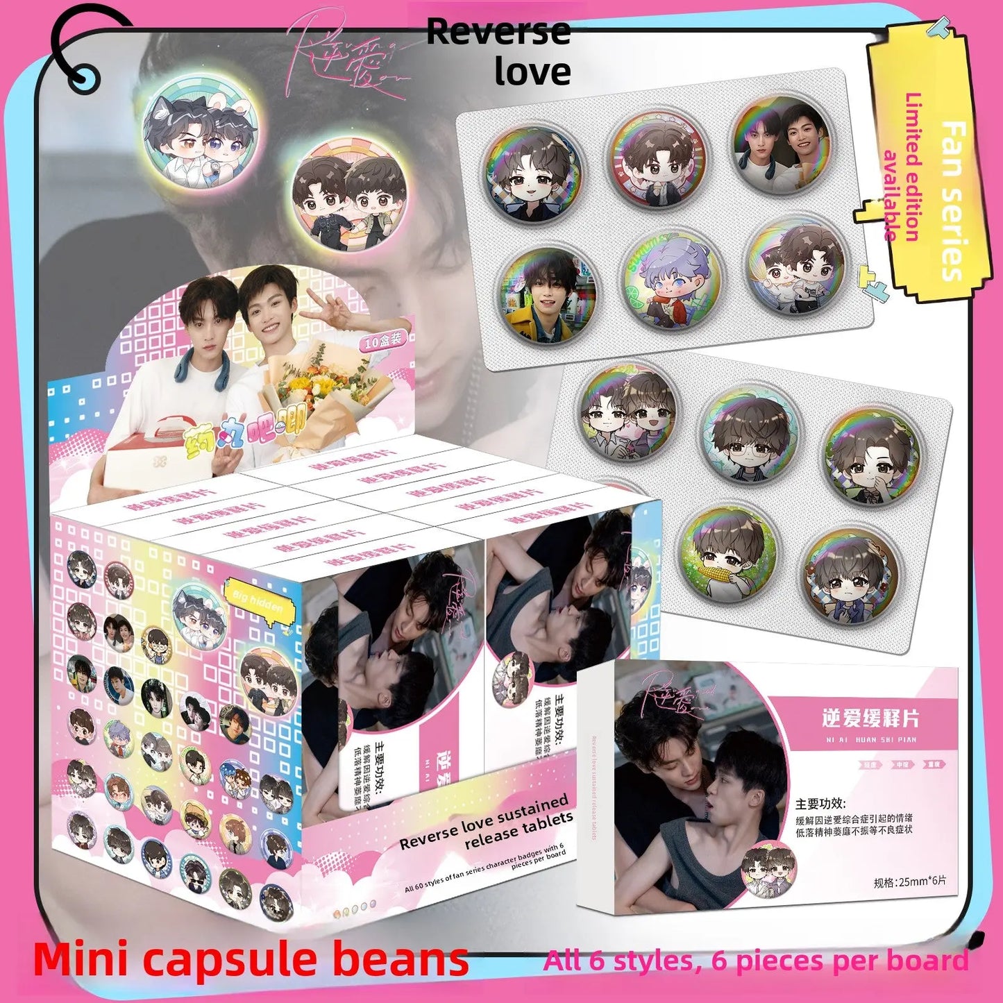 Celebrity Badge Blind Box Capsules Mini Collectible Pins Surprise Set (25mm) TED