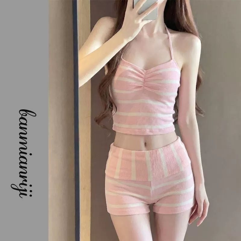Women's Thai-Style Striped Bikini Set | Three-Piece Beach Swimwear with Cover-Up - EverCharm Gifts