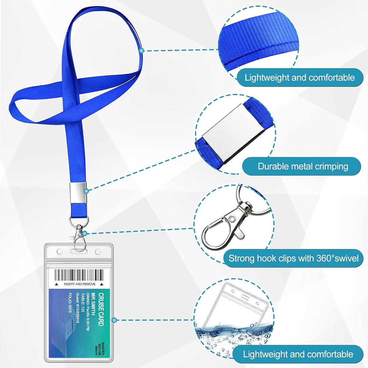 Custom ID Badge Lanyard with Card Holder - Minimalist Neck Strap
