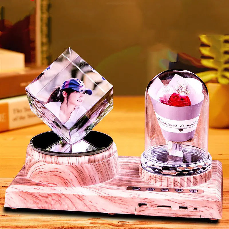 Rotating Crystal Music Lamp Gift Set – Romantic LED Photo Album & Rose Gift CJ