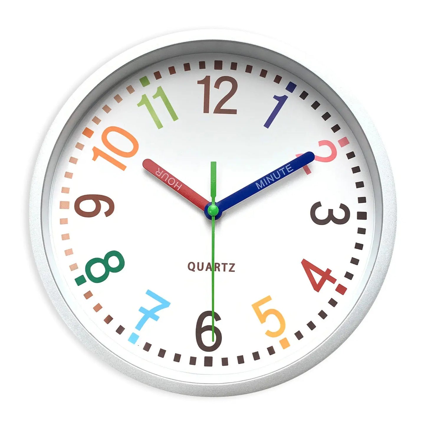 Rainbow Silent Wall Clock ? Modern Quartz Educational Clock for Kids & Home | Colorful No-Tick Decorative Clock TED