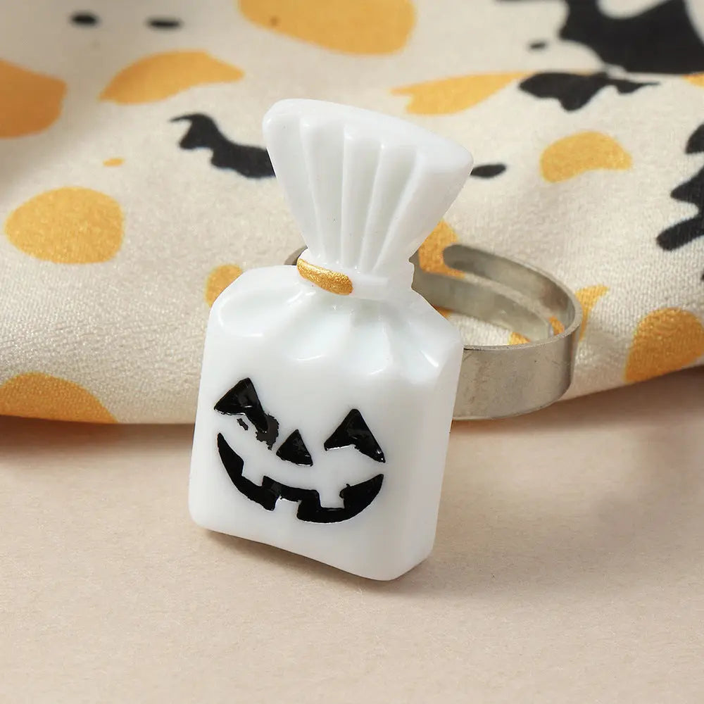 Halloween Cartoon Rings – Pumpkin Ghost Bat Resin Party Jewelry for Women CJ