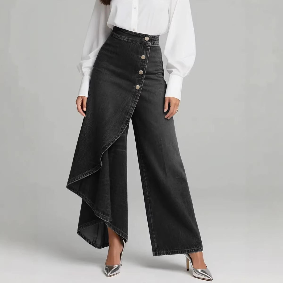 Womens Wide Leg Printed Pants  Casual Mid Waist Loose Fit Trousers | Trendy Streetwear Long Pants TED