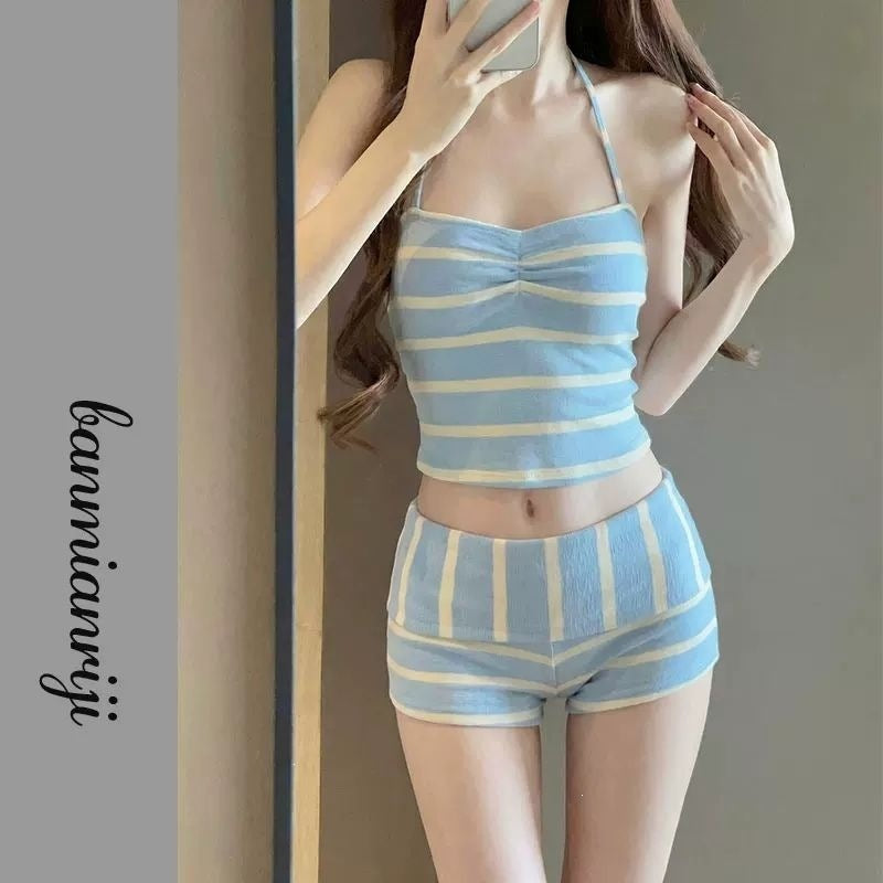 Women's Thai-Style Striped Bikini Set | Three-Piece Beach Swimwear with Cover-Up - EverCharm Gifts