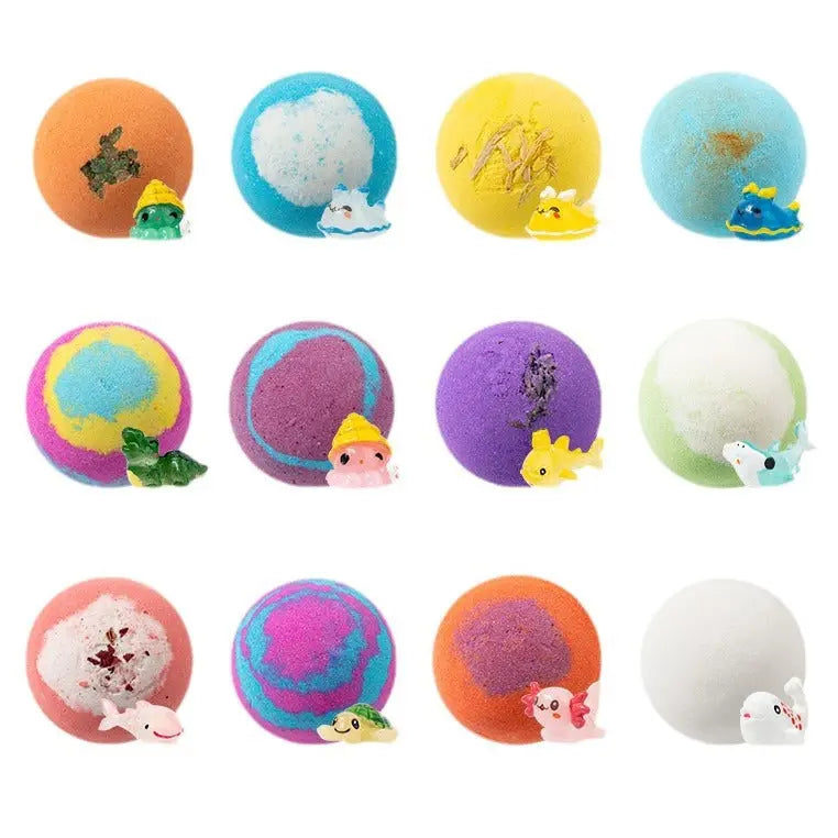 Kids Bath Bomb Gift Set Colorful Fizzing Bath Salt Balls | Ocean & Animal Surprise Bath Toys TED