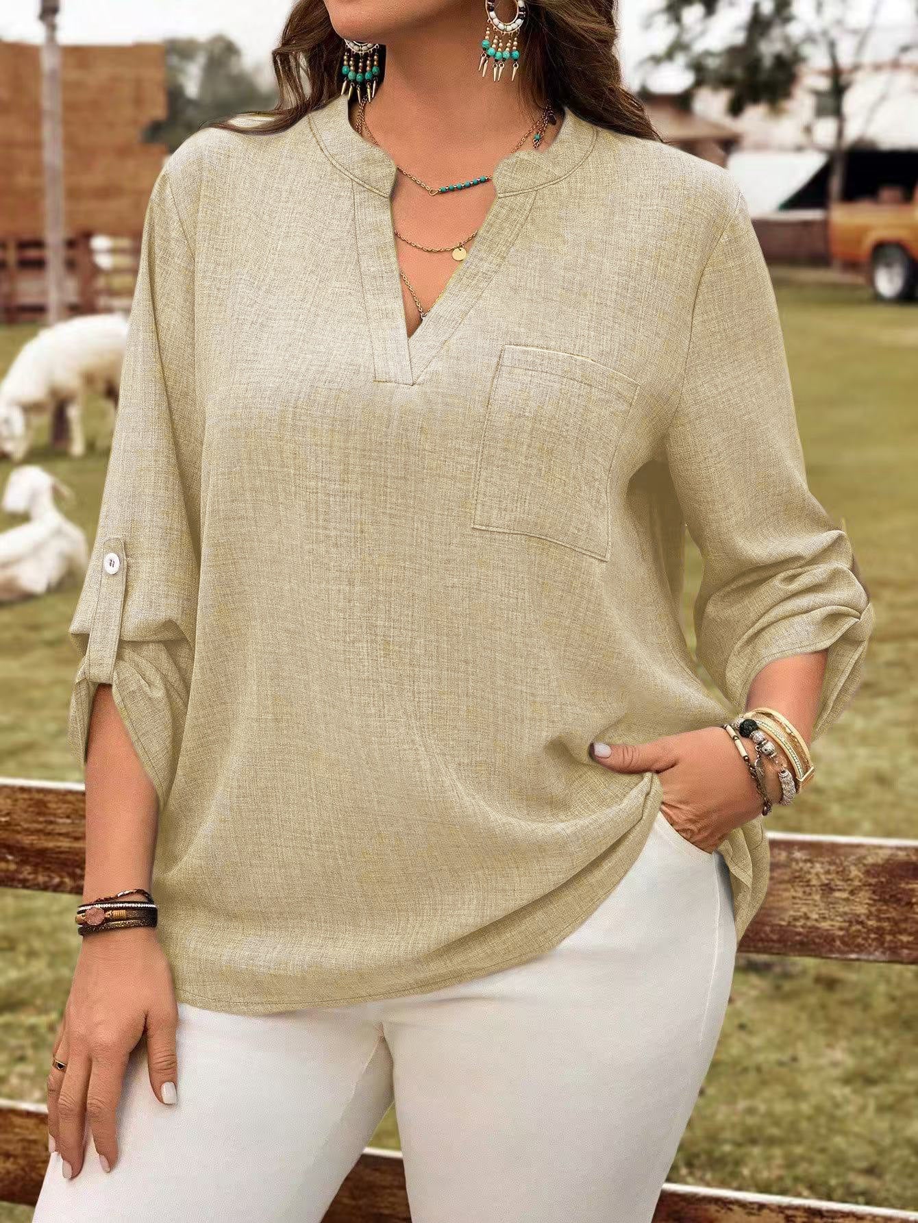 Womens Plus Size Casual Blouse - Loose Fit Casual Pullover Blouse | Free Shipping