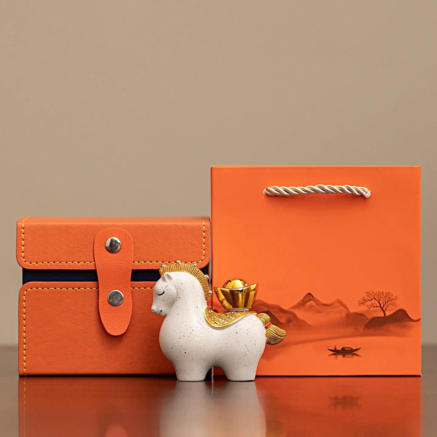 Custom Horse Figurine Gift Set Prosperity Feng Shui Horse Statue with Gift Box | Corporate & Business Gifts TED
