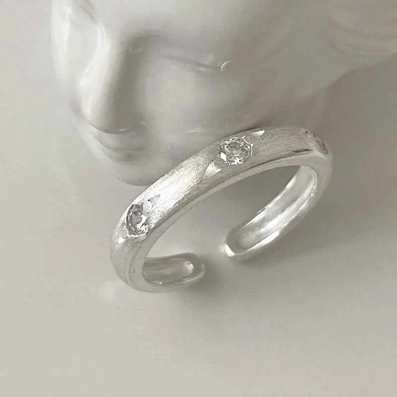 S925 Sterling Silver Open Ring ? Minimalist Geometric Adjustable Ring for Women