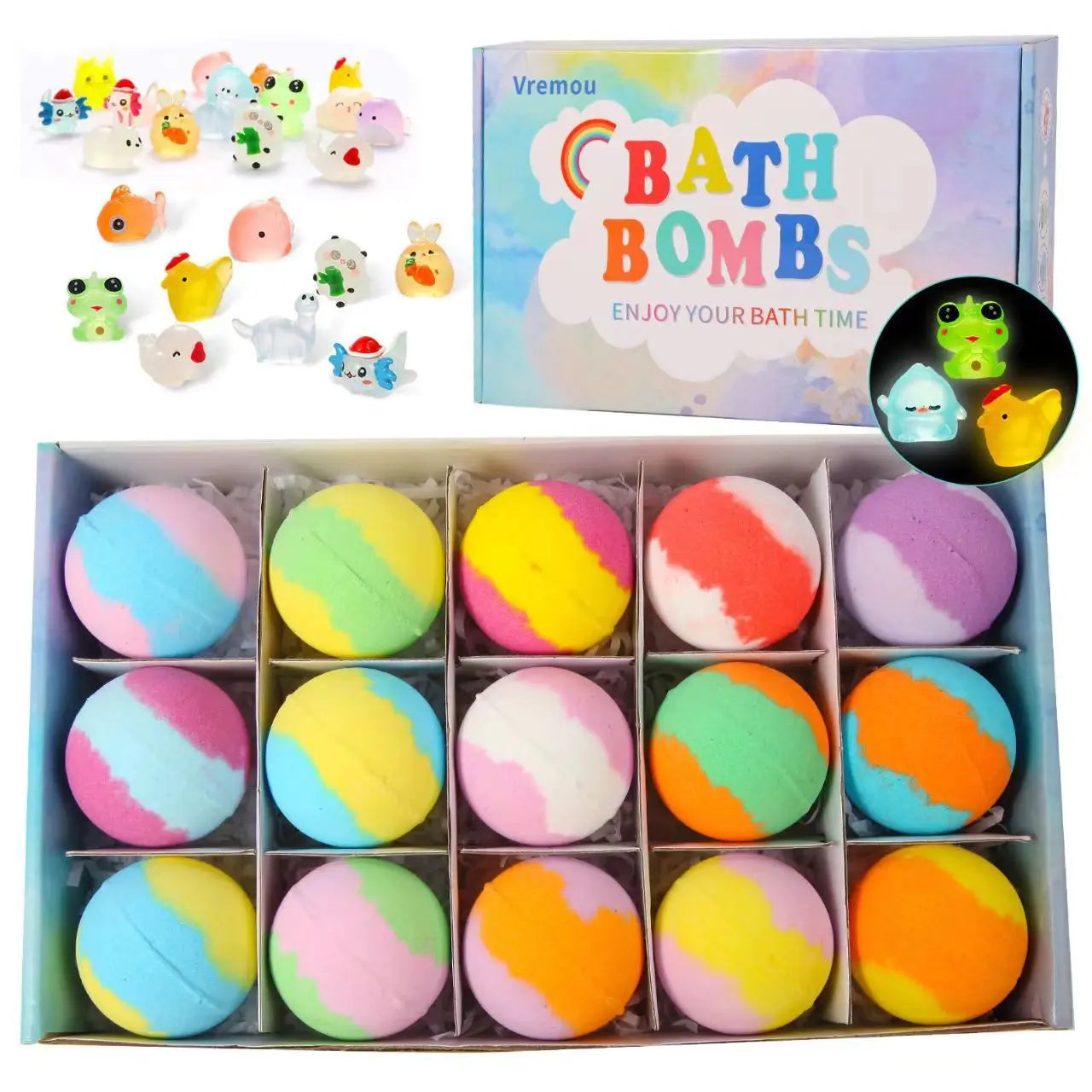 Kids Bath Bomb Gift Set Colorful Fizzing Bath Salt Balls | Ocean & Animal Surprise Bath Toys TED