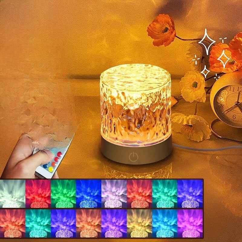 Water Ripple LED Lamp 16 Color Ambient Night Light with Remote & Dimming