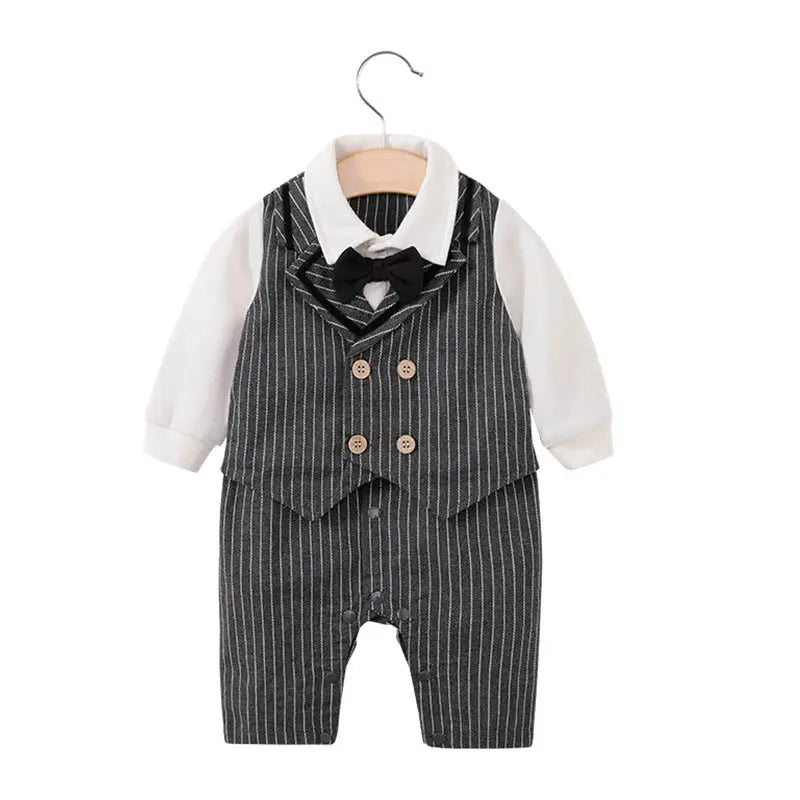 Baby Boy Cotton Romper – Long Sleeve British Style Newborn Crawling Suit (0–12 Months) EPR