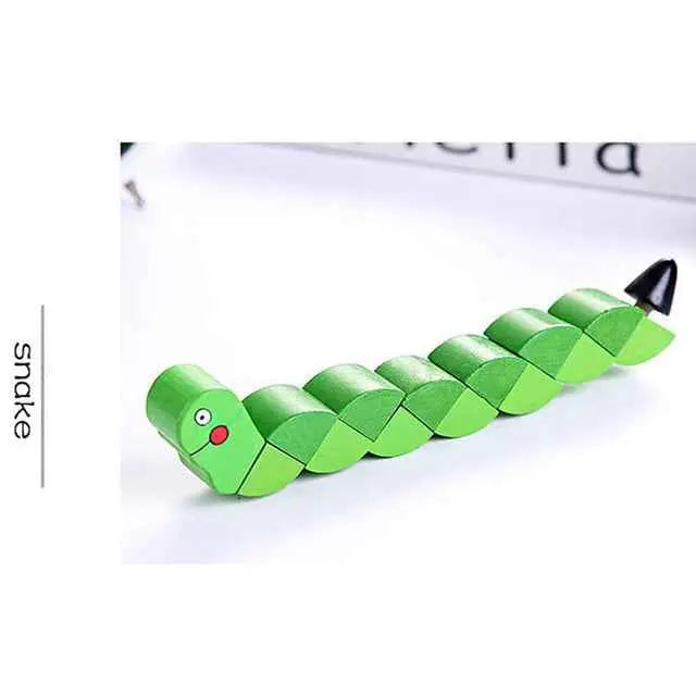 Colorful Wooden Worm Puzzle Toy – Montessori Educational Twisting Toy for Kids