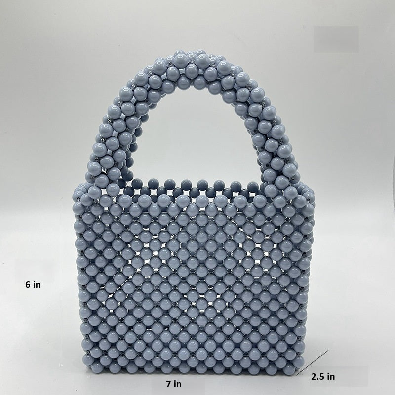 Fashion Beaded Handbag for Women | Acrylic Solid Color Mini Purse