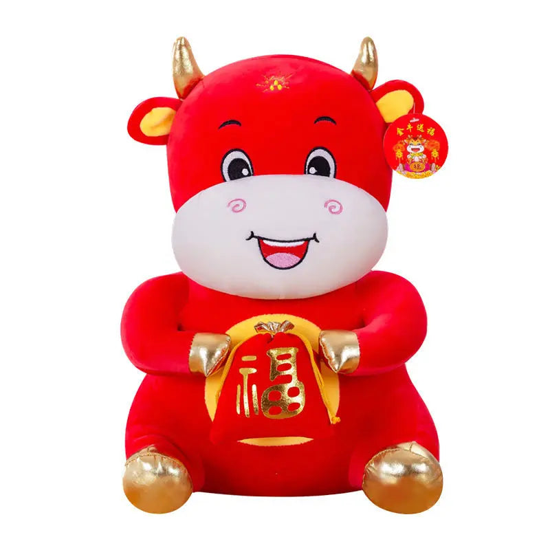 Lucky Cow Plush Toy – Soft Mascot Doll Gift (25–40cm) CJ