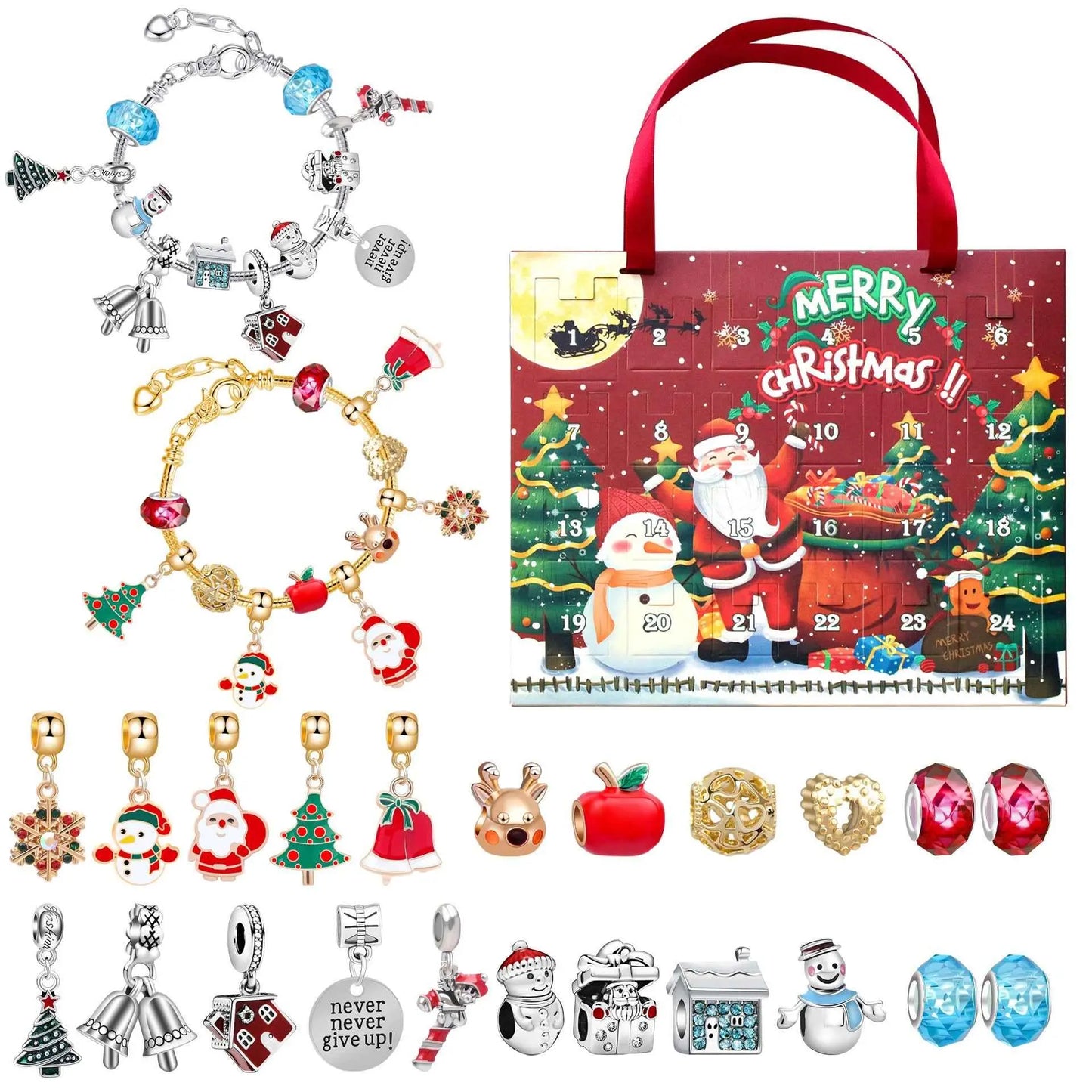 Christmas Bracelet Advent Calendar – DIY Mystery Blind Box Jewelry Set for Kids