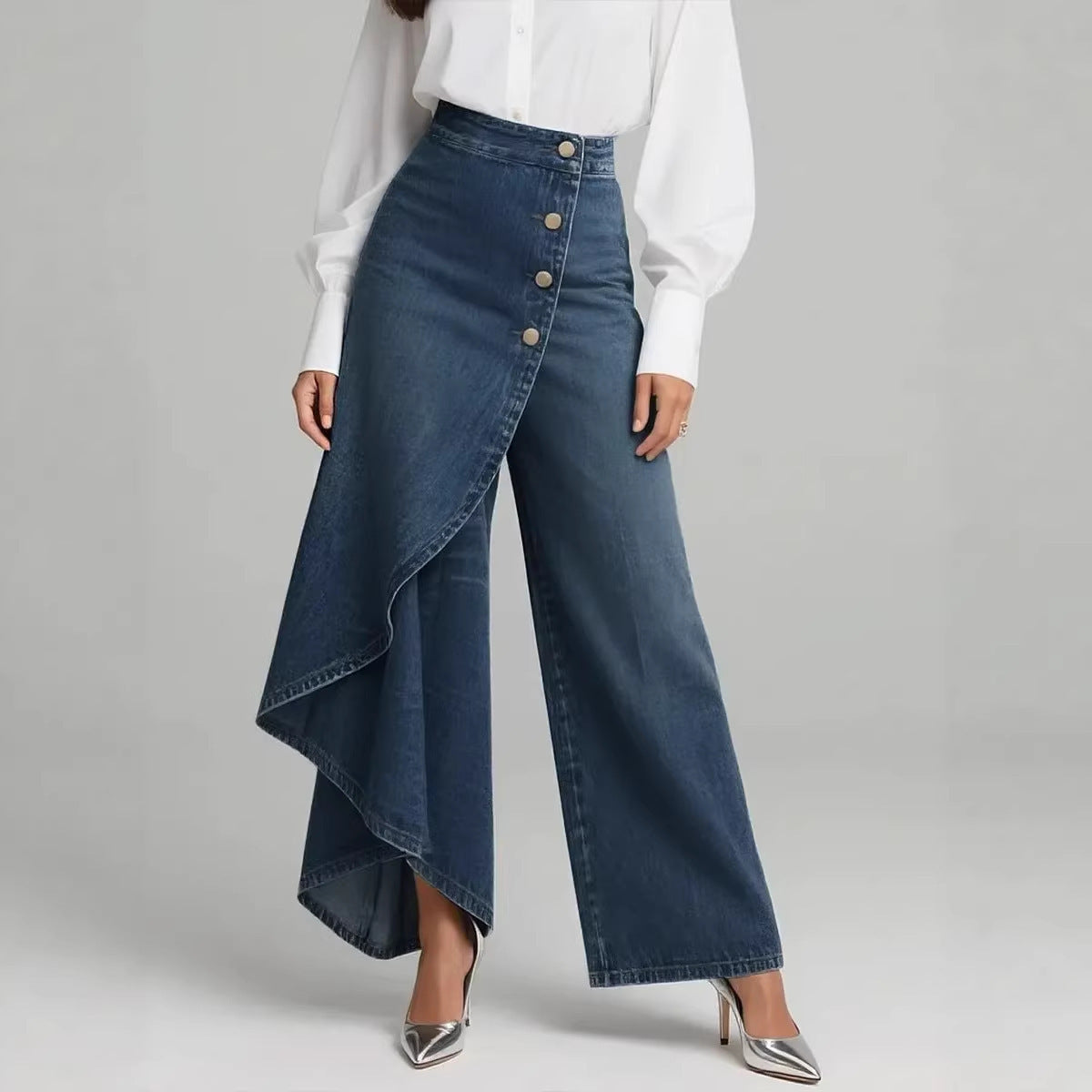 Womens Wide Leg Printed Pants  Casual Mid Waist Loose Fit Trousers | Trendy Streetwear Long Pants TED